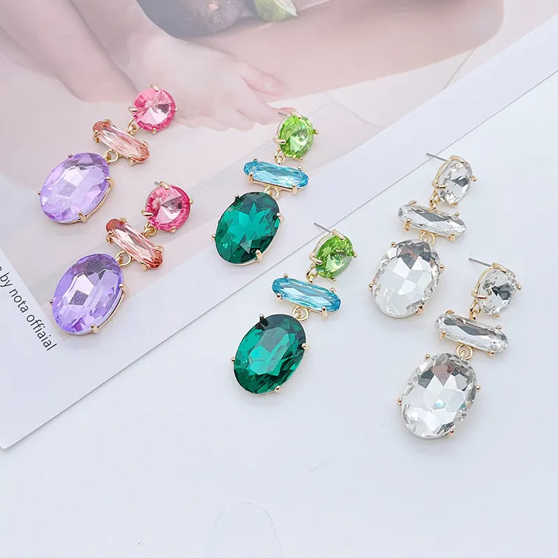 Gemstone Oval Dangle Earrings