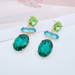 Gemstone Oval Dangle Earrings