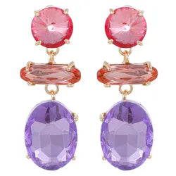 Gemstone Oval Dangle Earrings
