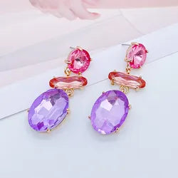 Gemstone Oval Dangle Earrings