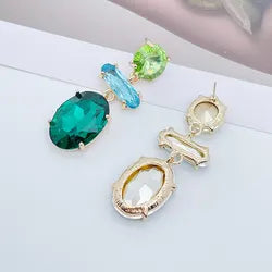 Gemstone Oval Dangle Earrings