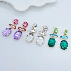Gemstone Oval Dangle Earrings