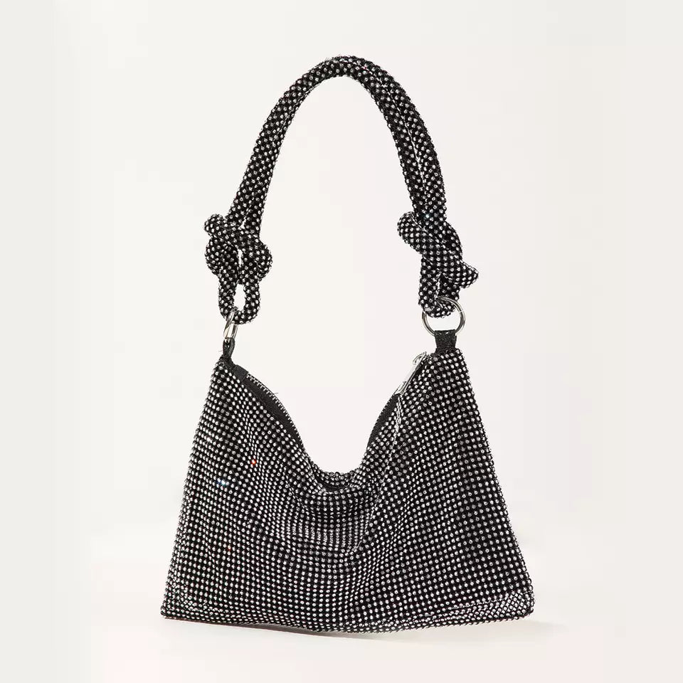 Crystal Mesh Black Slouch Bag