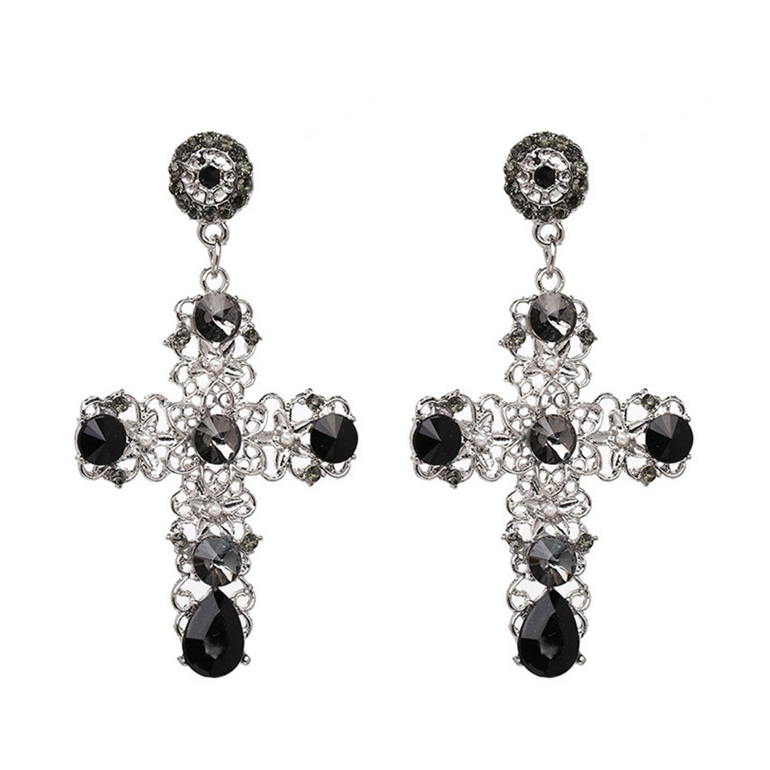 Jewelled Cross Earrings