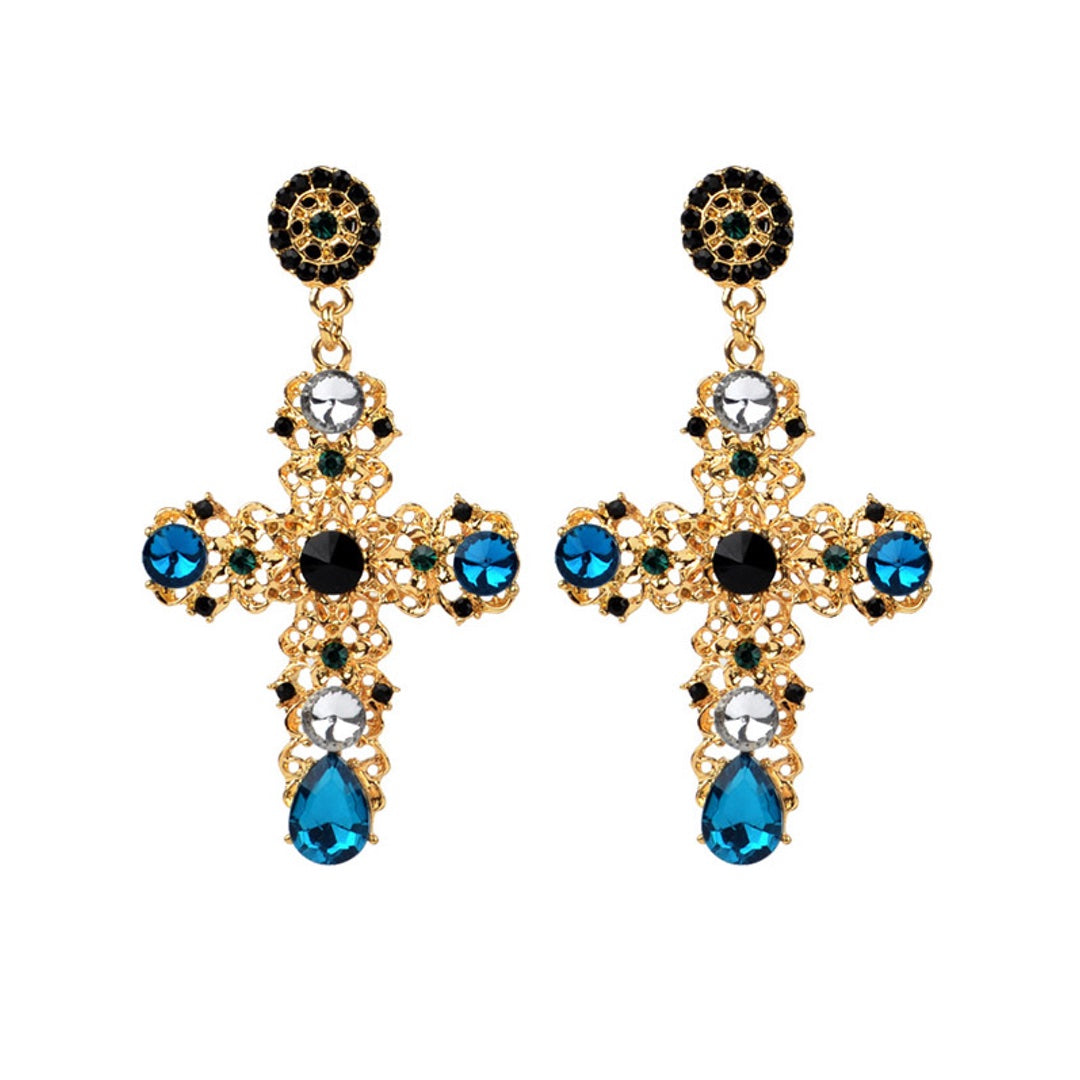 Jewelled Cross Earring