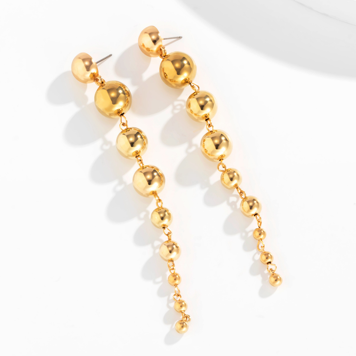 Cascading Gold Ball Drop Earrings