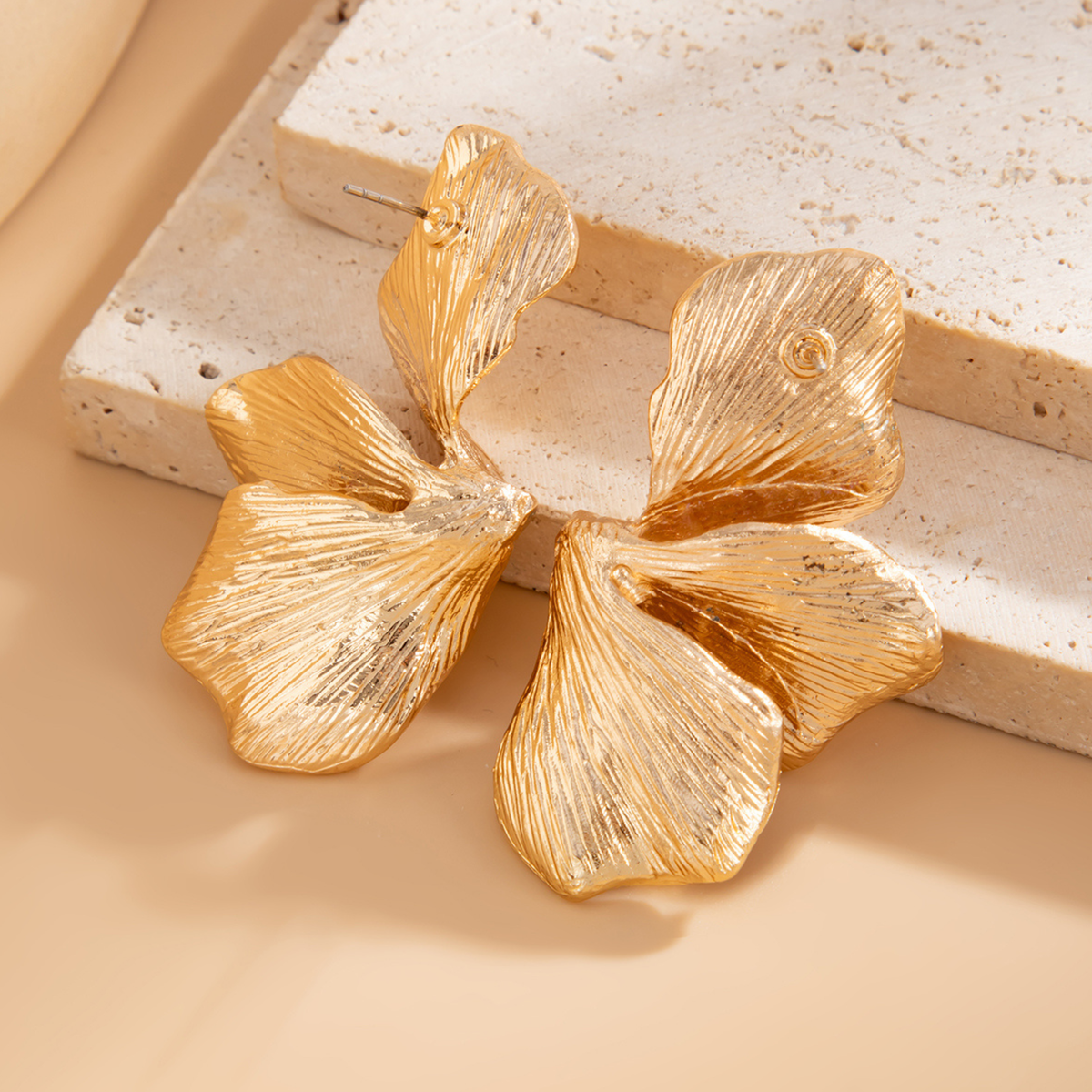 Aurelia Gold Petal Statement Earrings
