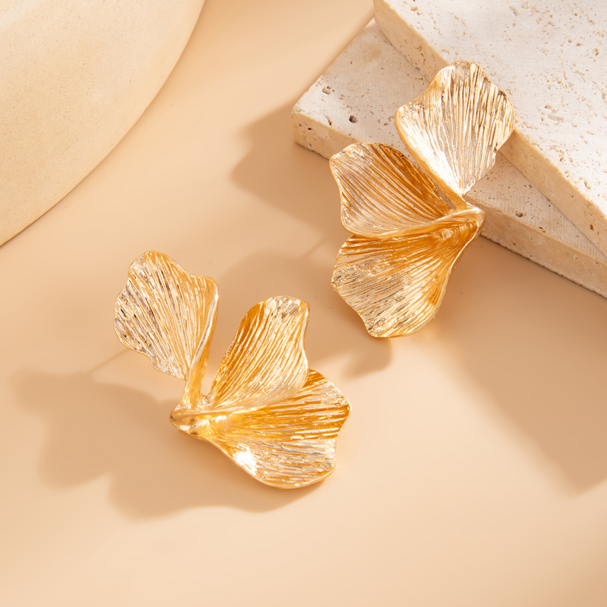 Aurelia Gold Petal Statement Earrings