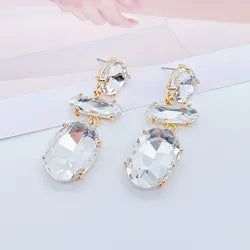 Gemstone Oval Dangle Earrings