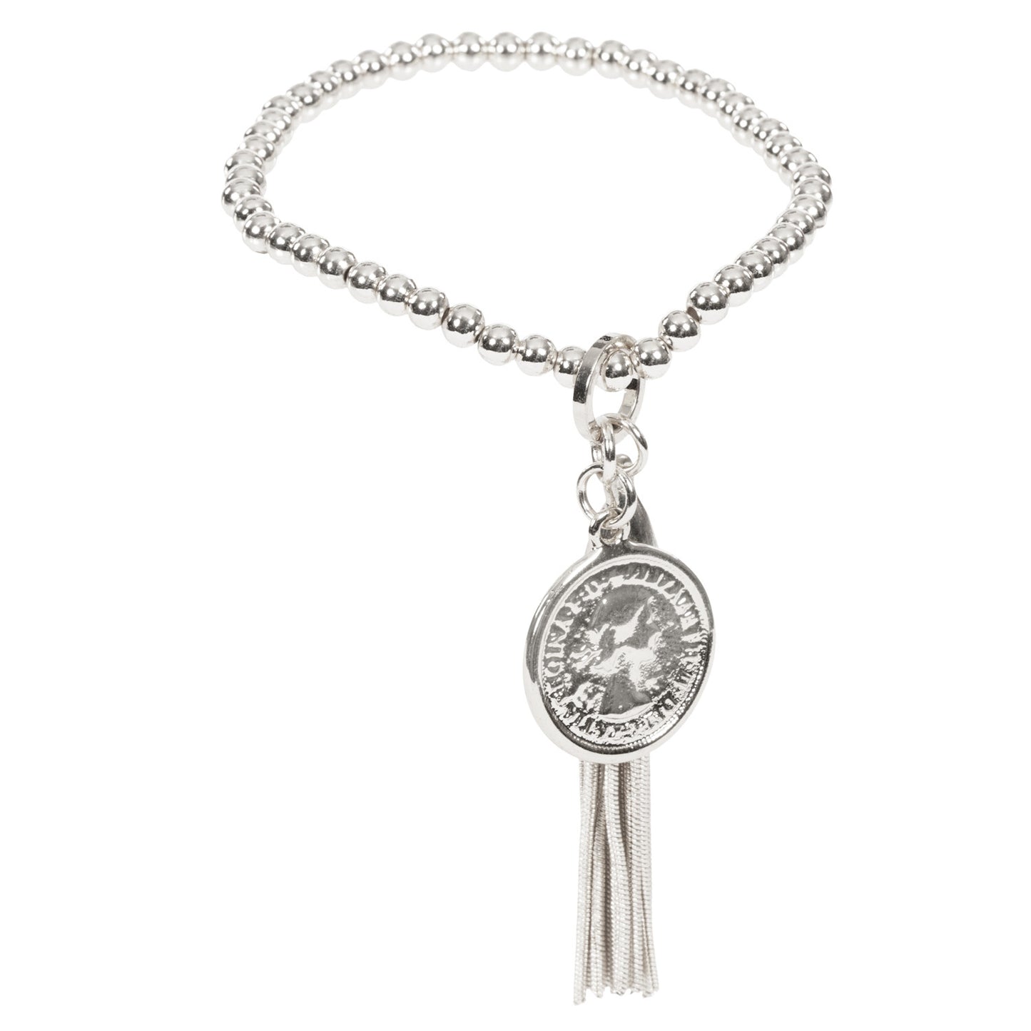 Coin & Tassel Charm Mini Ball Bracelet
