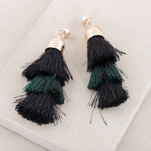 Tiered Cotton Tassel Earring
