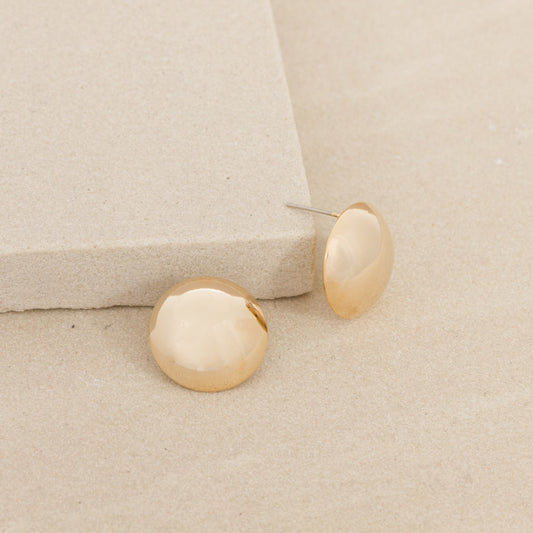 Polished Metal Dome Stud Earring