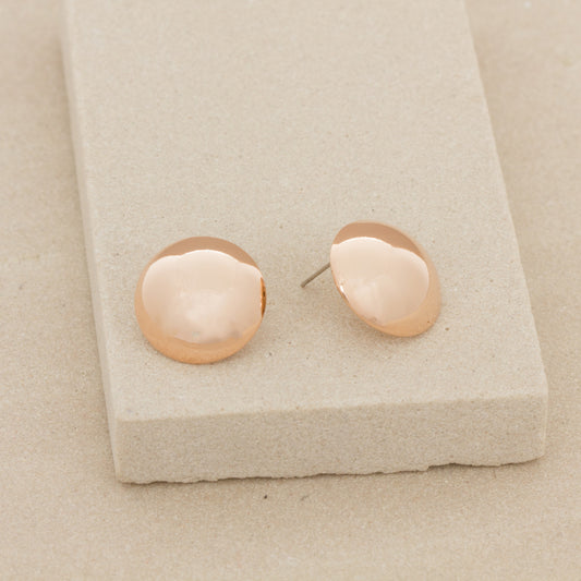 Polished Metal Dome Stud Earring