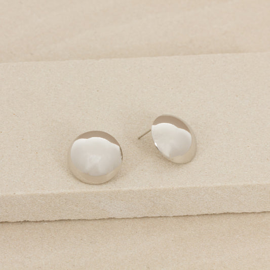 Polished Metal Dome Stud Earring