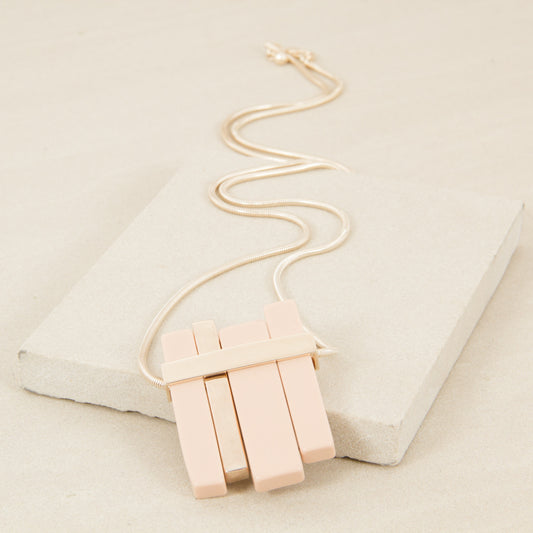Resin & Metal Bars Pendant Long Necklace
