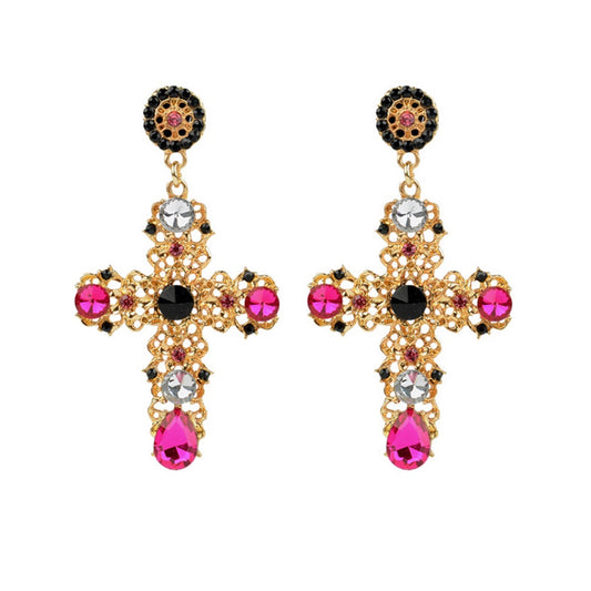 Jewelled Cross Earrings