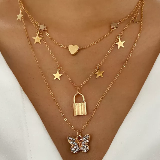 Heart Locked Butterfly Necklace